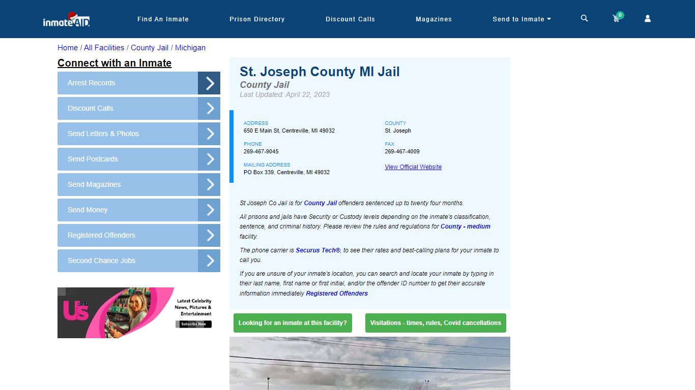 St. Joseph County MI Jail - Inmate Locator - Centreville, MI
